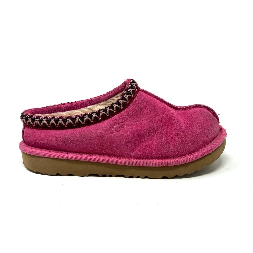 Ugg Girls Tasman II Clog Slippers Suede Pink Shearling Lined 3M